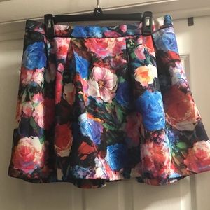 Express Floral Skater Skirt